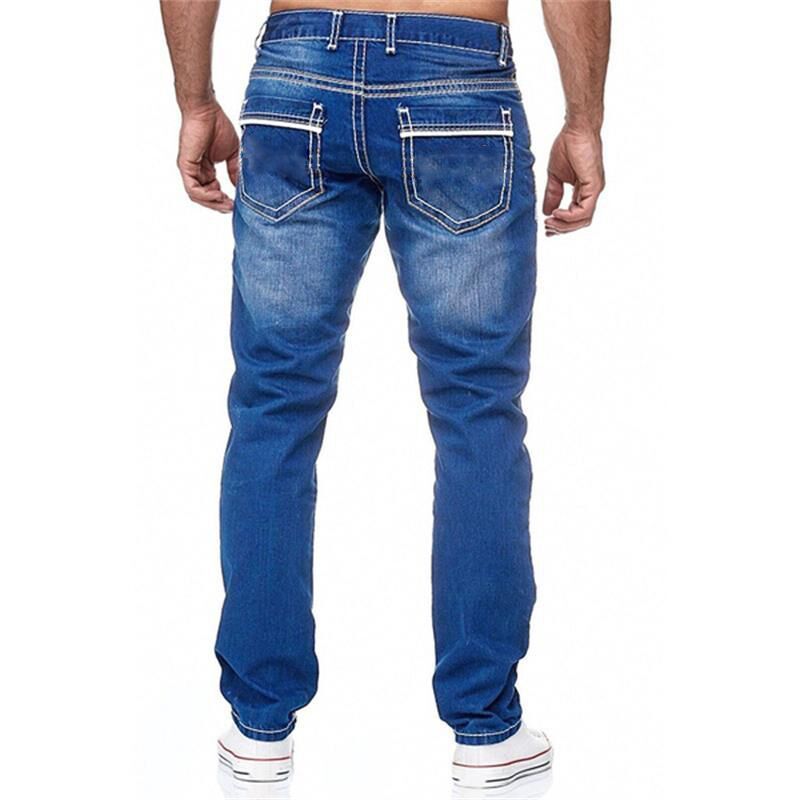 High Quality Blue Slim-fitting Simple Small Straight-leg Jeans apparel & accessories