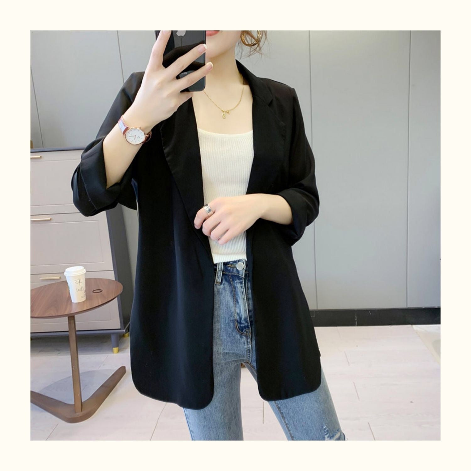 WomenLoose Sunscreen Clothes Mid-length Air Conditioning Cardigan Chiffon Small Suit Jacket apparels & accessories