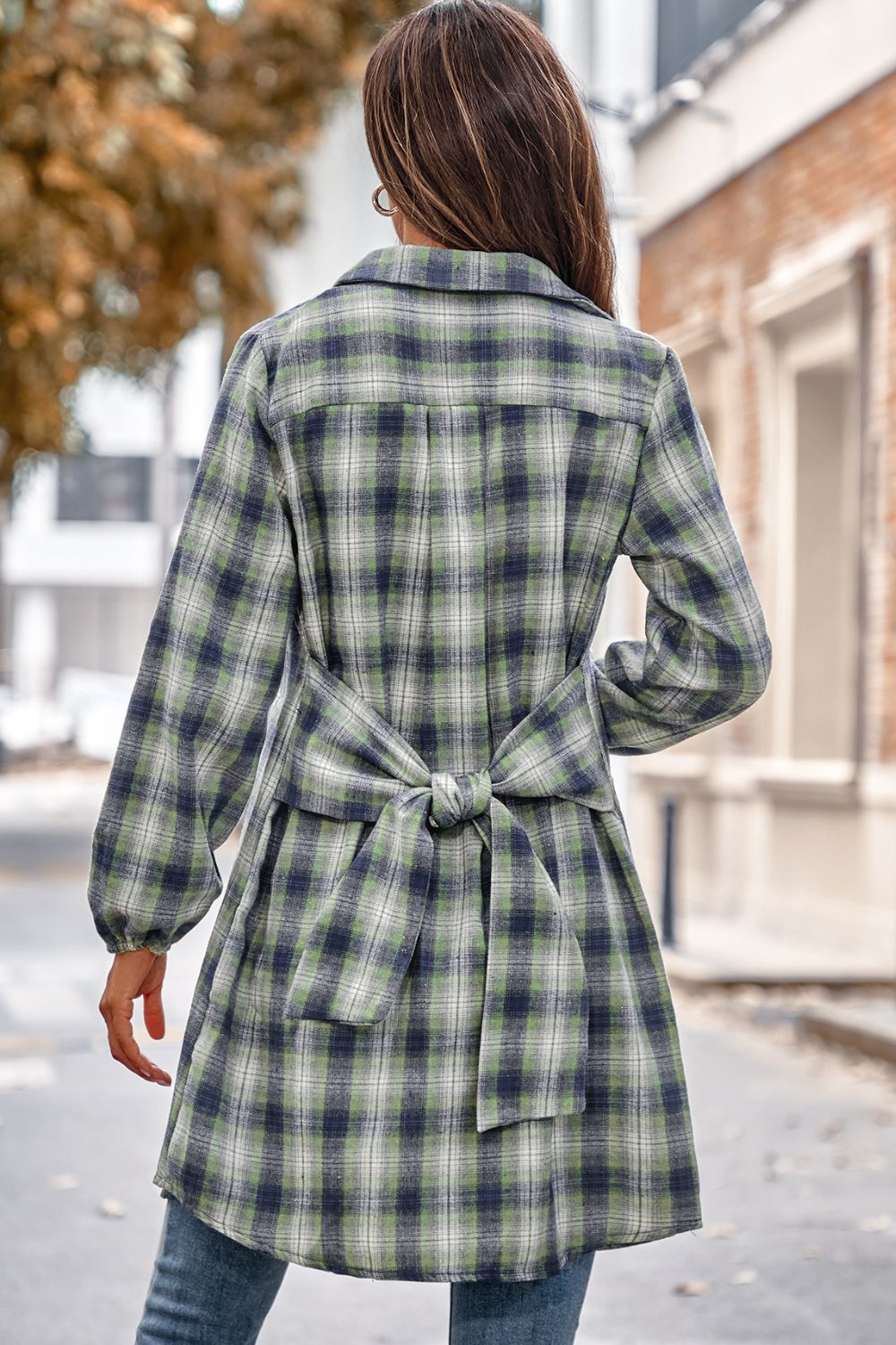 Plaid Tie Front Mini Shirt Dress apparel & accessories