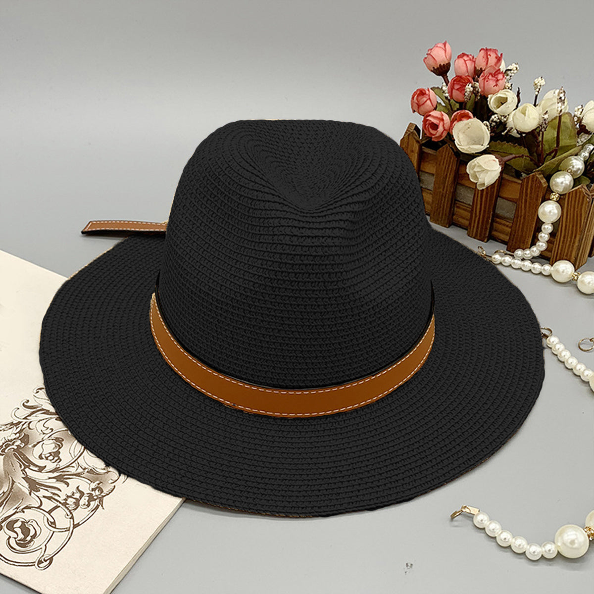 Wide Brim Paper Braided Hat Accessories for women