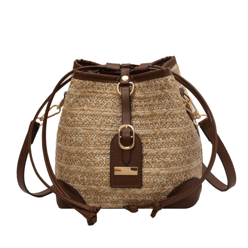 Summer Korean Straw Plaited Pull-belt Simple Beach Weaving Shoulder Messenger Bag apparel & accessories