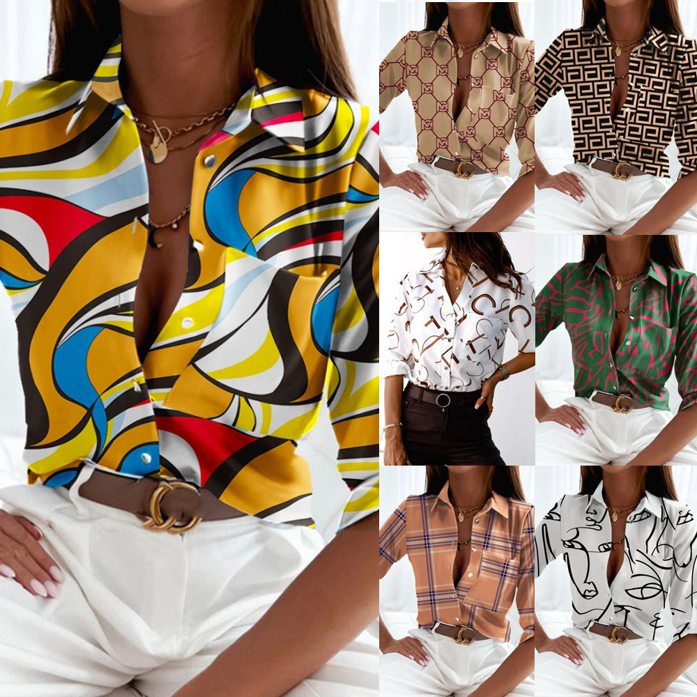 Women's Long Sleeved Shirt Shirt Print apparel & accessories