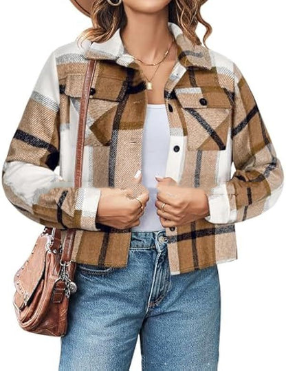 Women's Fashion Short Plaid Jacket apparels & accessories