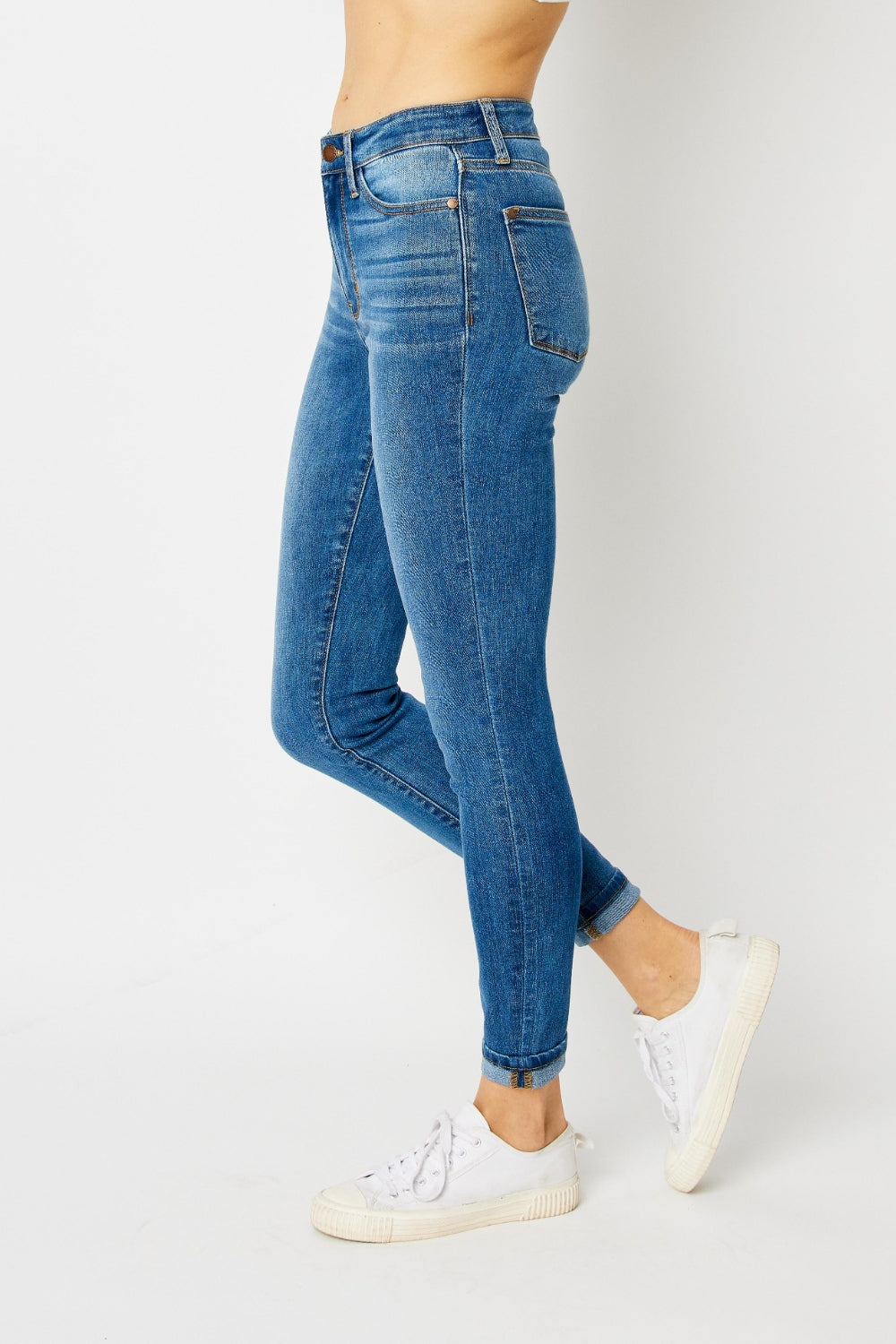 Judy Blue Cuffed Hem Low Waist Skinny Jeans Bottom wear