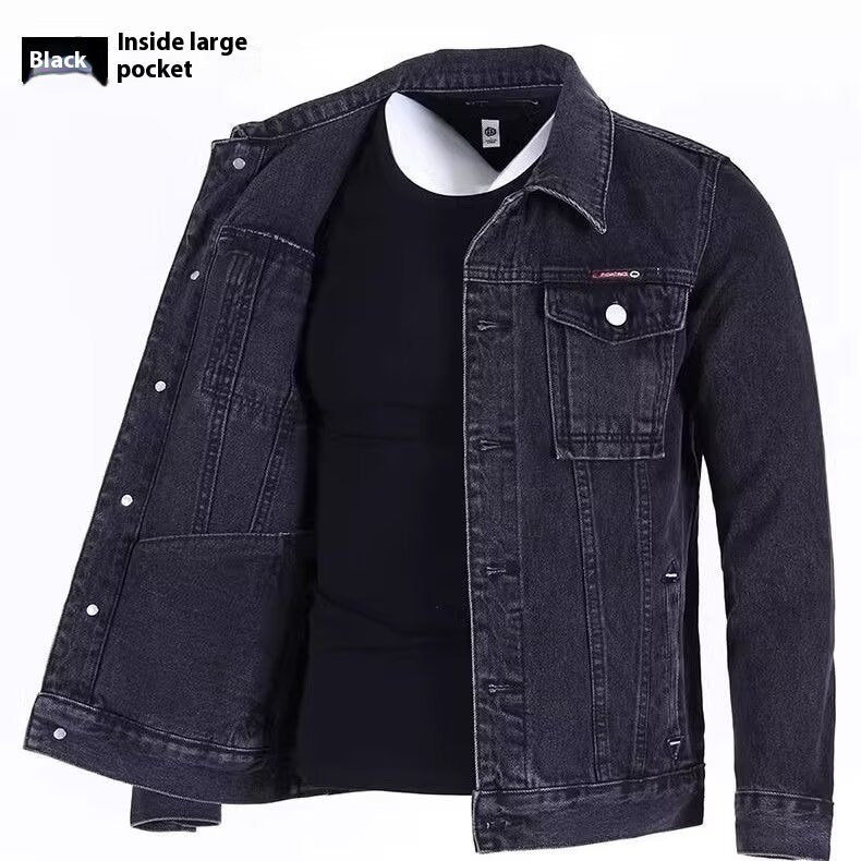 Men's Loose-fitting Workwear Jacket Lapel Denim Jacket apparel & accessories