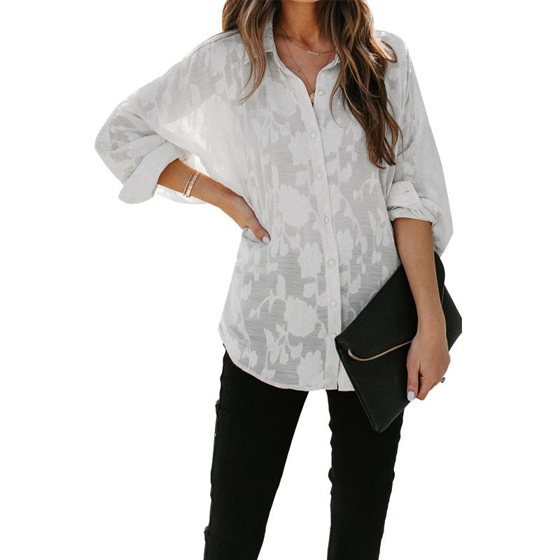 Thin Lapel Shirt Women's Long Sleeve Top apparels & accessories