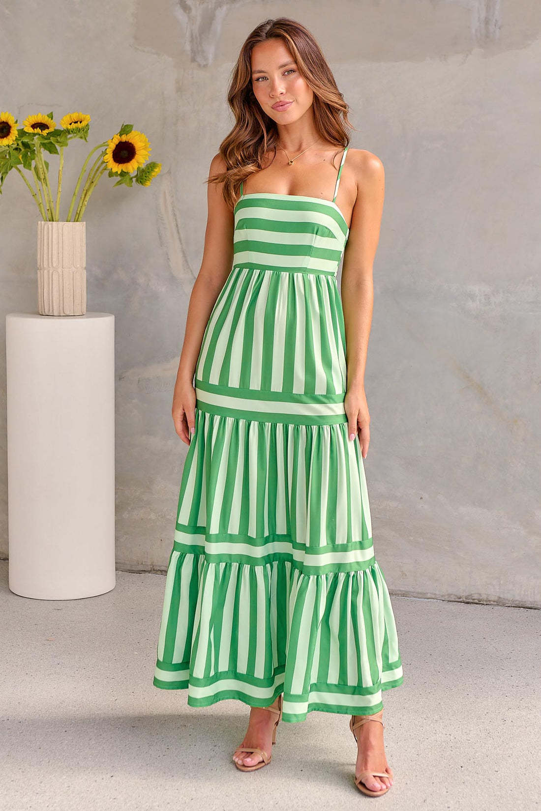 Summer Striped Printed Suspender Long Dress With Pockets Fashion Square Neck Backless Dresses For Beach Vacation Women Clothing apparel & accessories