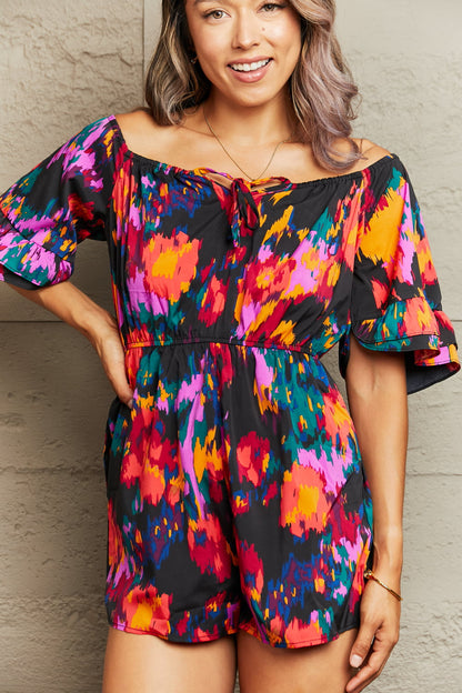 Printed Tied Flounce Sleeve Romper Bottom wear