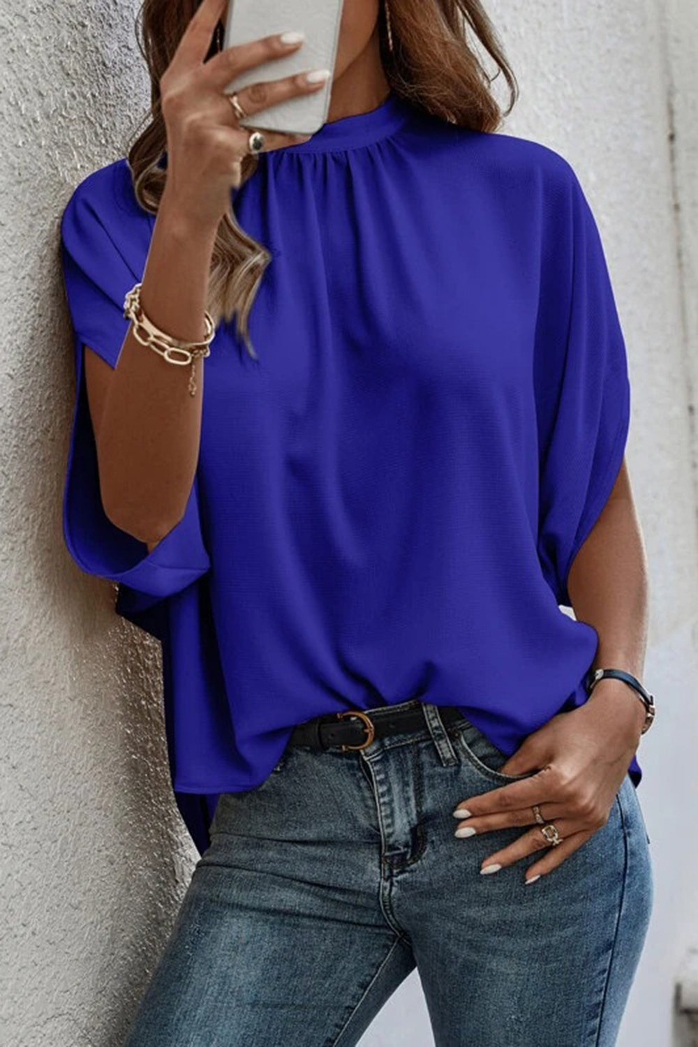 Tie Back Slit Half Sleeve Blouse apparel & accessories