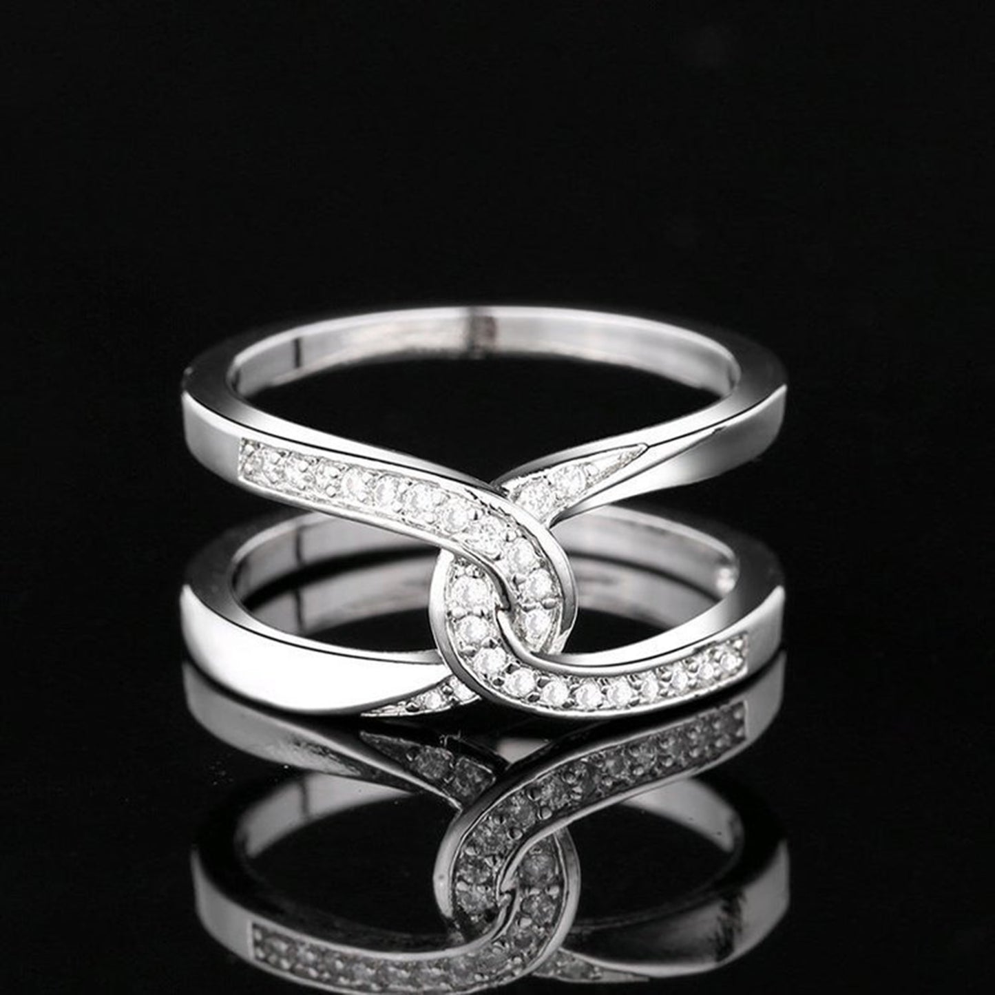 Twisted Inlaid Zircon Double-layered Ring apparel & accessories