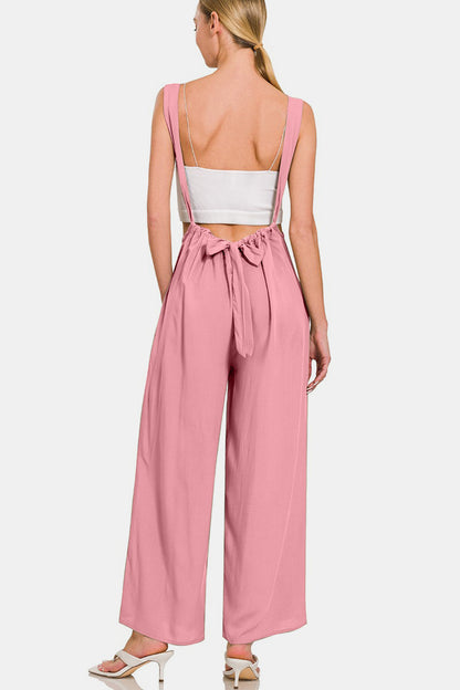 Zenana Pocketed Wide Strap Wide Leg Overalls Bottom wear