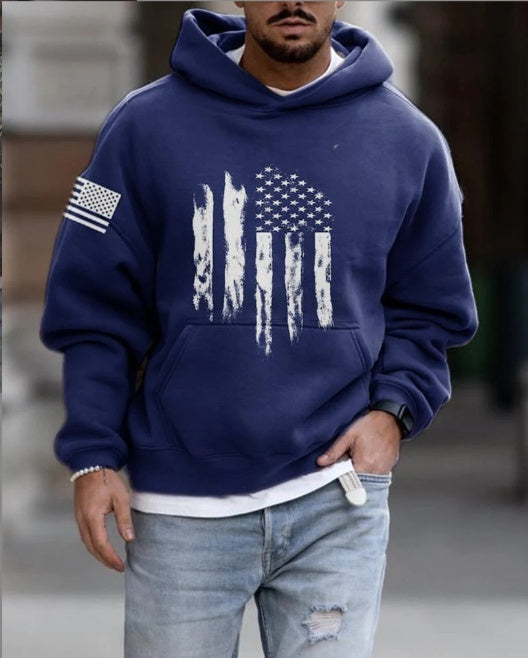 Autumn Fashion Hooded Sweatshirt American Flag Street Fashion men's clothing