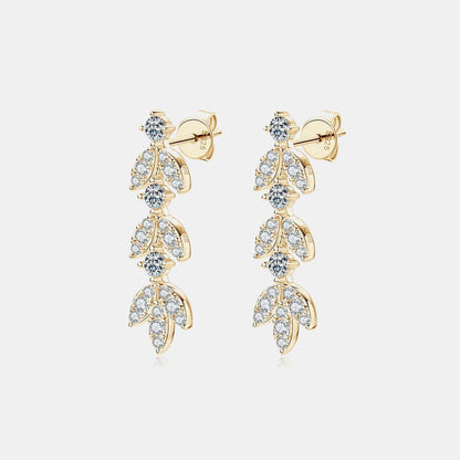 925 Sterling Silver Moissanite Leaf Earrings apparel & accessories