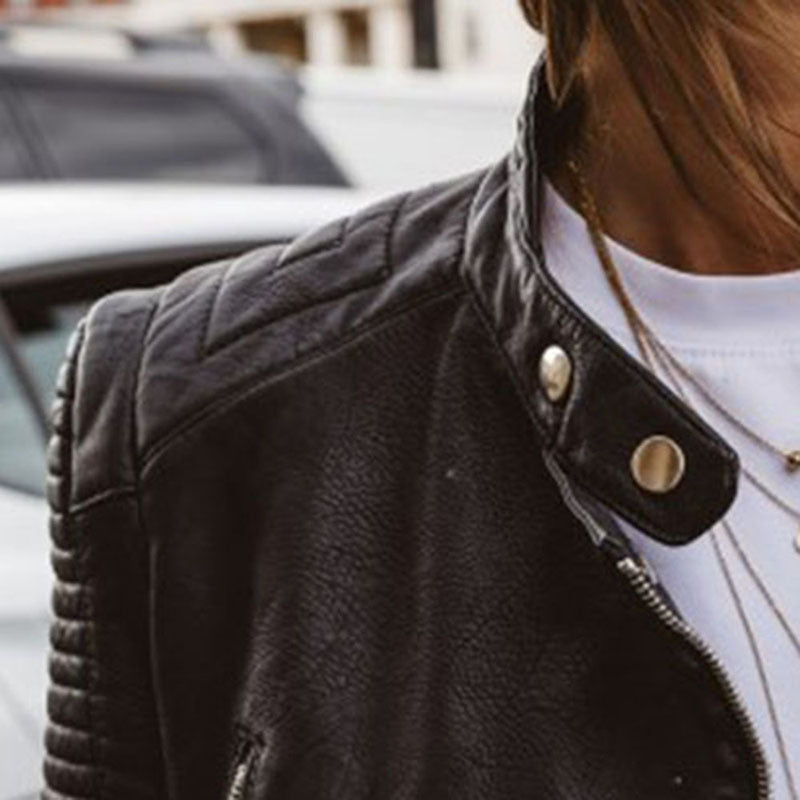 Short Chic Leather Jacket Coat apparels & accessories