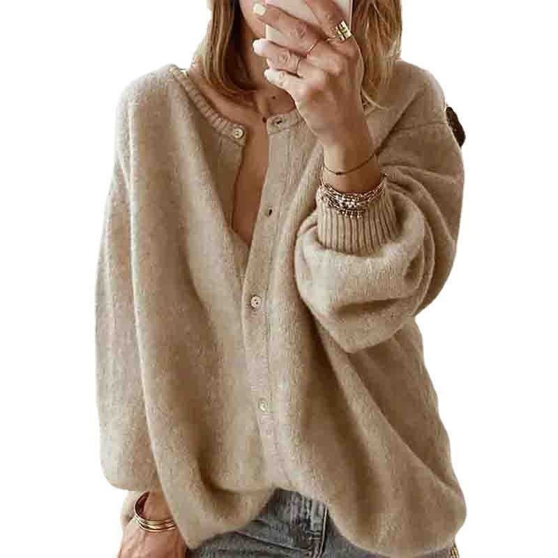 Long Sleeve Knitted Sweater Lantern Sleeves apparels & accessories