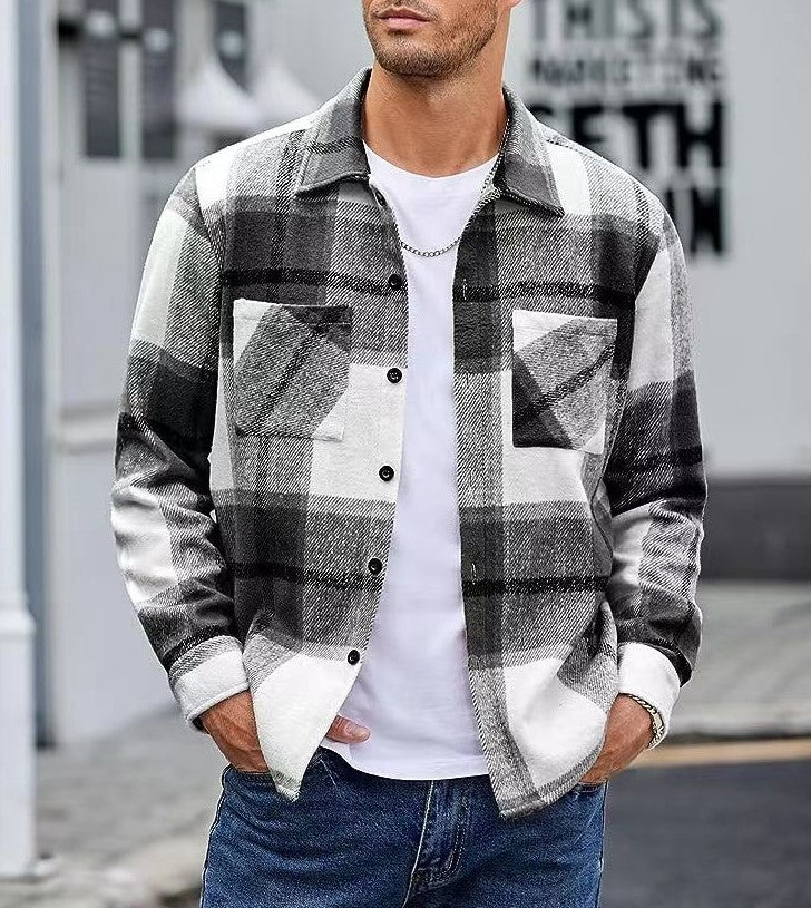 Men's High-end Thermal Plaid Padded Shirt Coat men's clothing