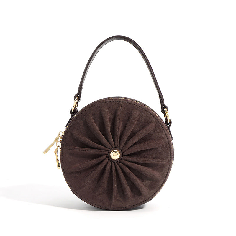 Advanced Sense Classic Style Round Pie Bag Genuine Leather Bag Metal Chain apparel & accessories