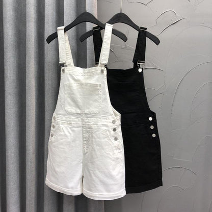 Denim Suspender Pants Women's Loose Straight-leg Edged Wide Leg Shorts apparel & accessories