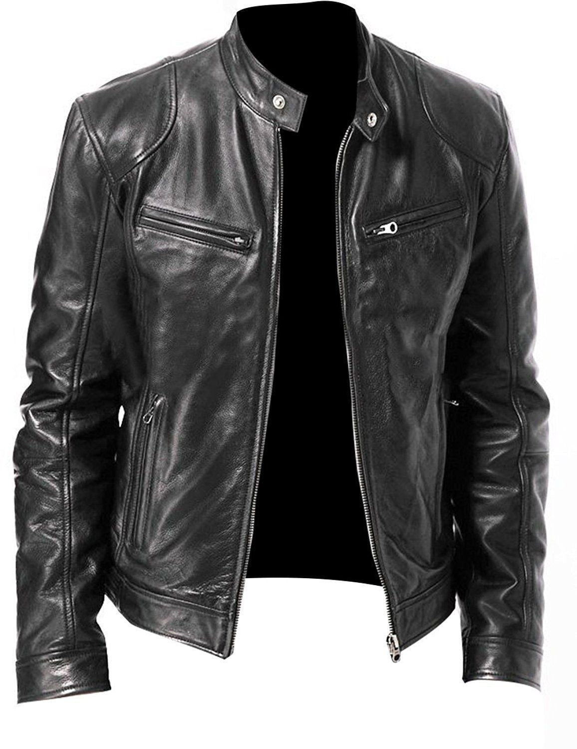 Pu Leather Collar Slim Leather Jacket apparels & accessories