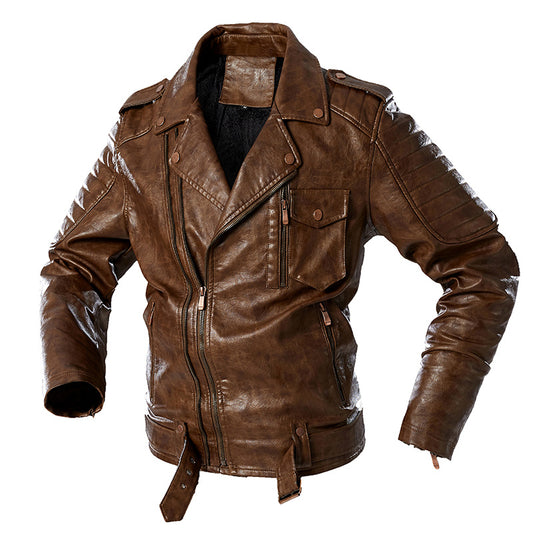 Large Size Men's Suit Parker Leather Jacket apparels & accessories