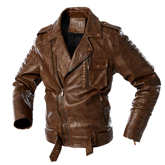 Large Size Men's Parker Leather Jacket men's clothing