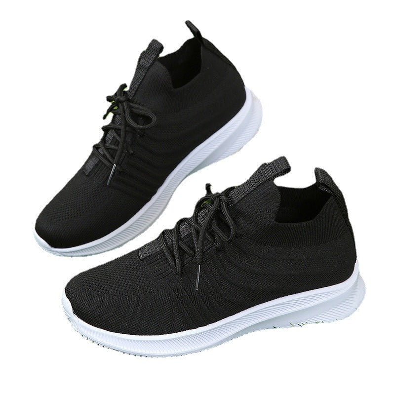 Women's Spring Thick Bottom Solid Color Sneaker Lace-up Lightweight Breathable Shoes Shoes & Bags