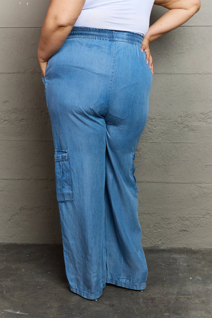 GeeGee Out Of Site Full Size Denim Cargo Pants Bottom wear