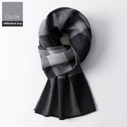 Wool Scarf Men's Winter Plaid Double-sided Scarf Men's Scarves