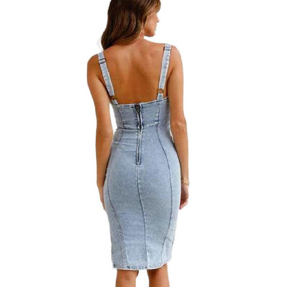 Fashion Sling Split Stretch Denim Dress apparel & accessories