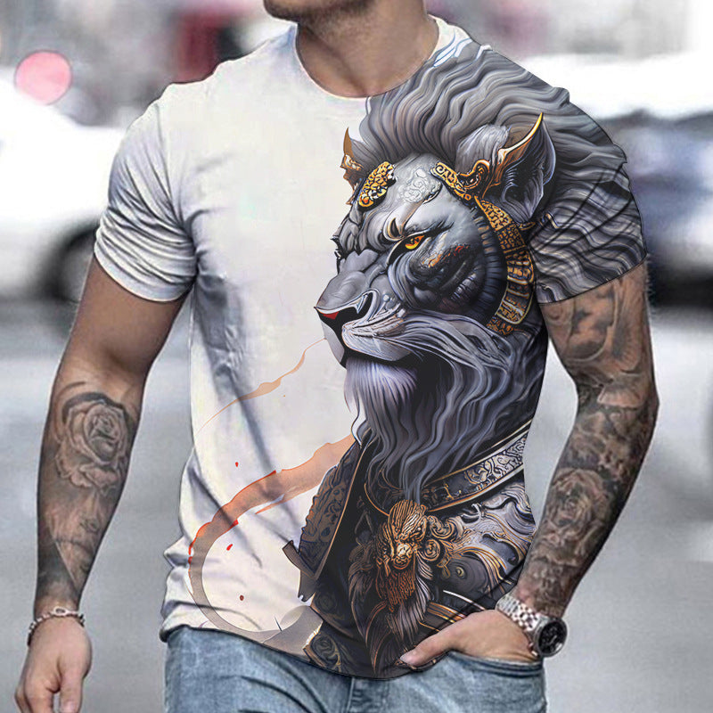 Men's Casual Lion Printing Short-sleeved T-shirt T-Shirts & hoodies