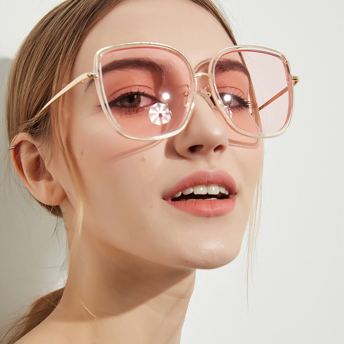 Big Square Sunglasses Women Transparent Frame Ocean Color apparels & accessories
