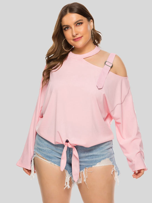 Plus Size Cold-Shoulder Tied Top apparel & accessories