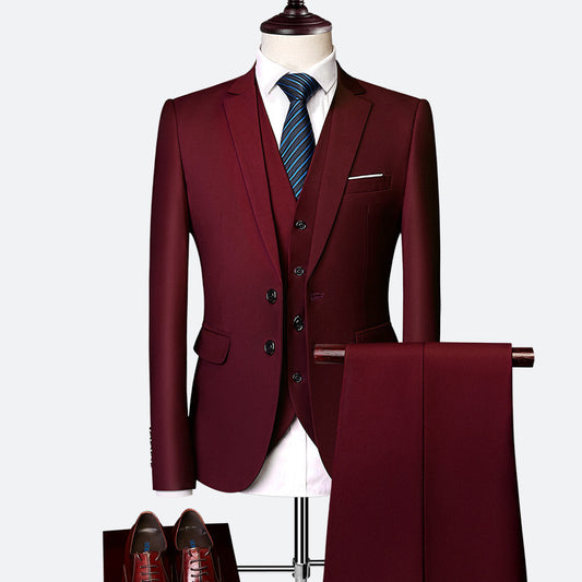 Men's Suit Three-piece Suit British men's clothing