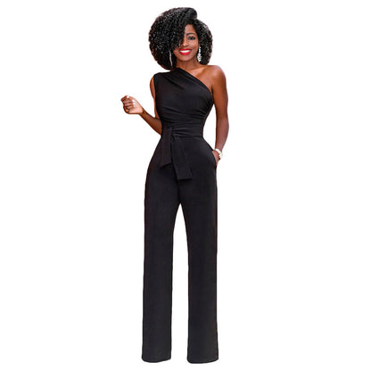 Sloping shoulder unilateral jumpsuit apparel & accessories