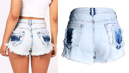 Ripped high waist white washed denim shorts 0