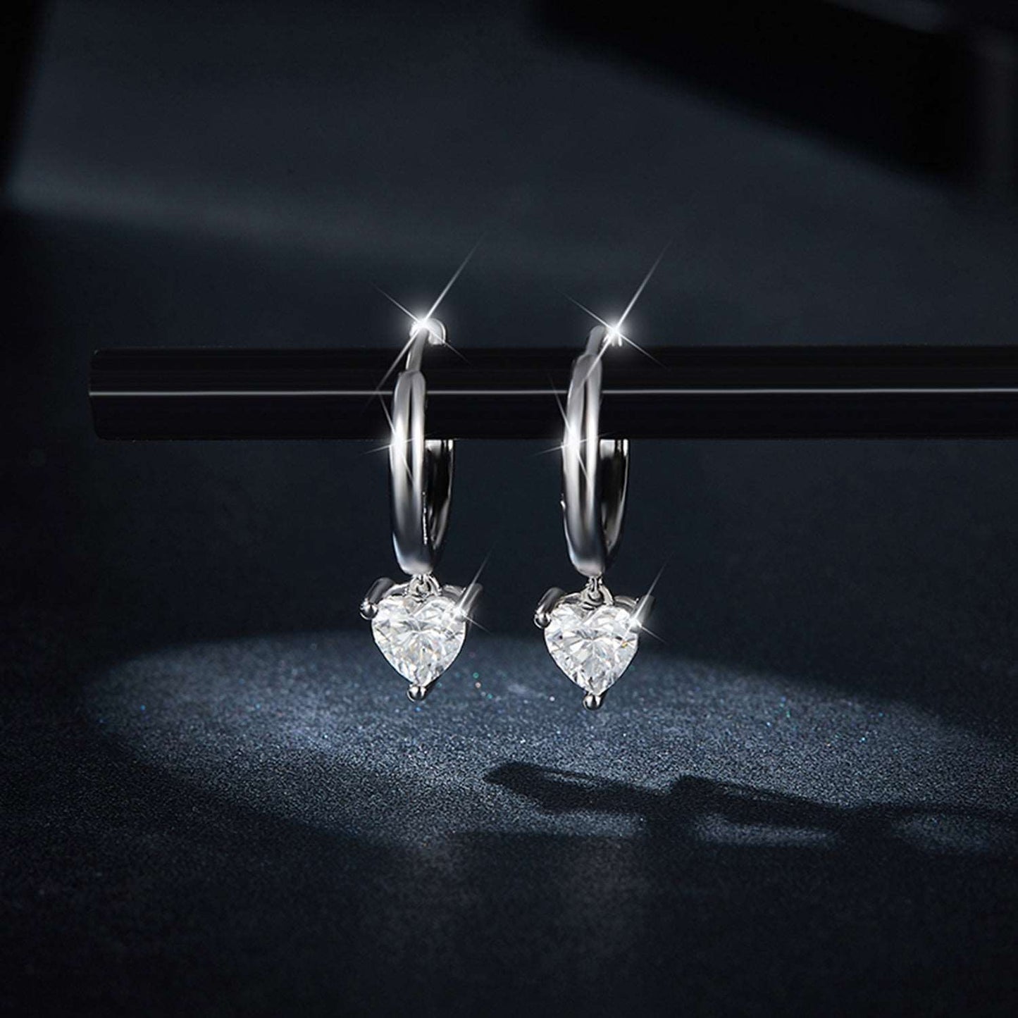 Moissanite Sterling Silver Heart Earrings Jewelry