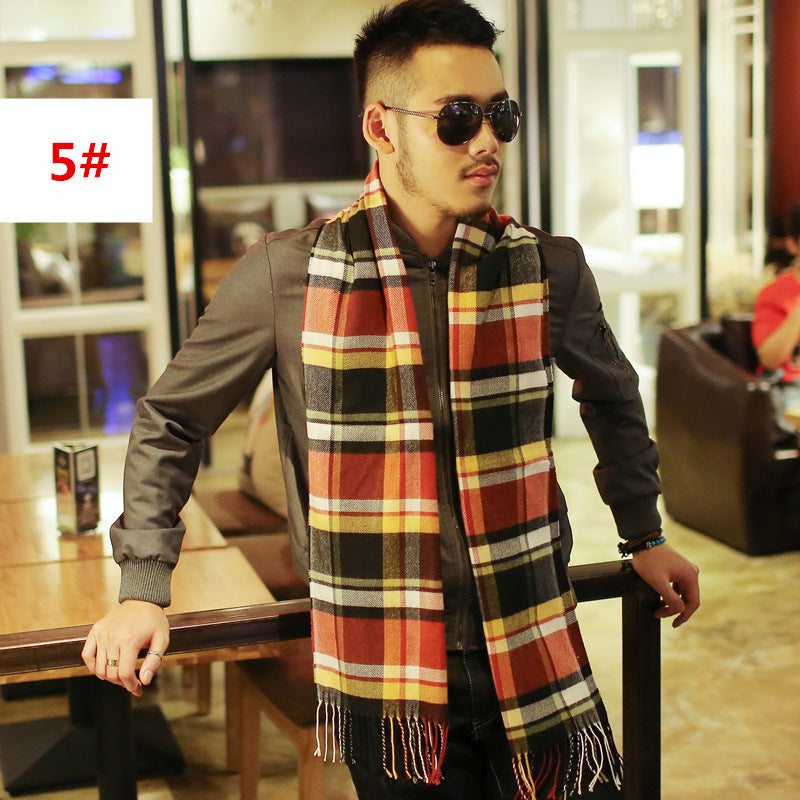 Men's Fashion Casual Warm Plaid Scarf Men's Scarves