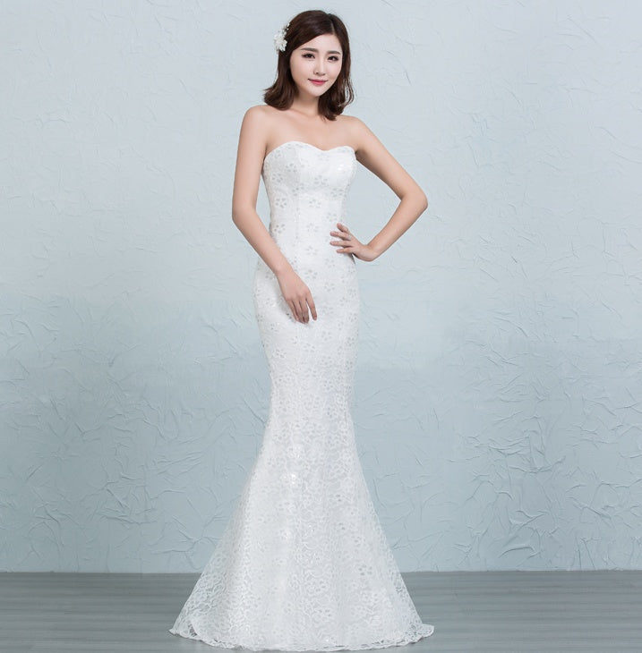 Sequined lace waist fishtail wedding dress apparel & accessories