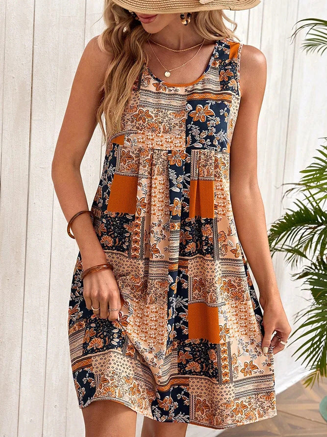 Spring And Summer Women's Clothing Women's Trendy Short Vest Printed Dress apparels & accessories