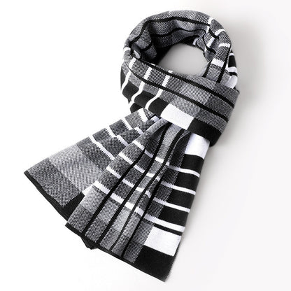 Cashmere Plaid Long Men's Scarf With Neck Men's Scarves