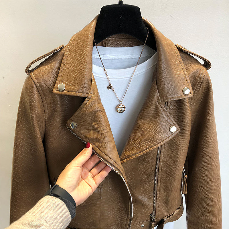 Women's Short Leather Jacket Spring And Autumn apparels & accessories