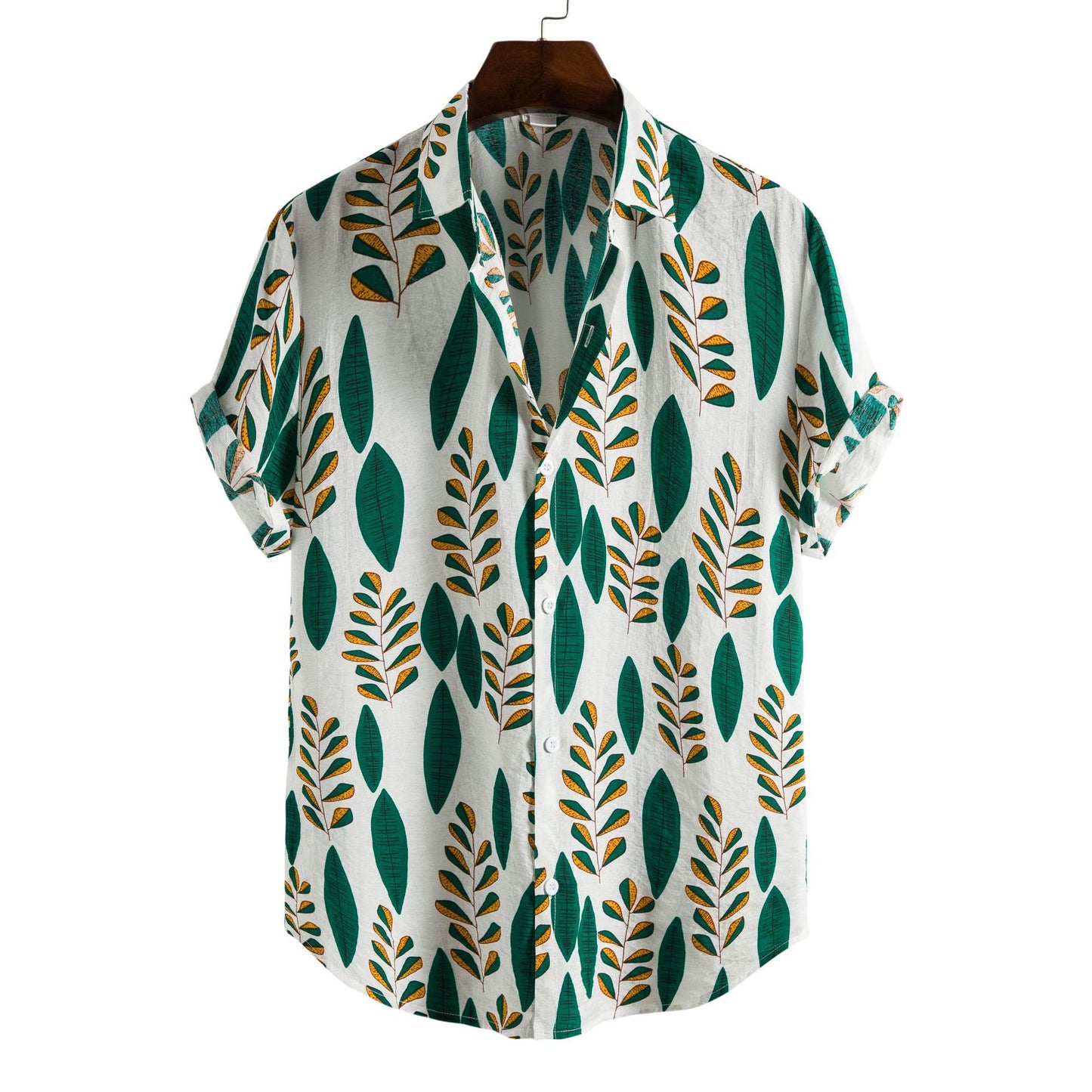 Printed Casual Men's Short-sleeved Shirt Lapel apparel & accessories