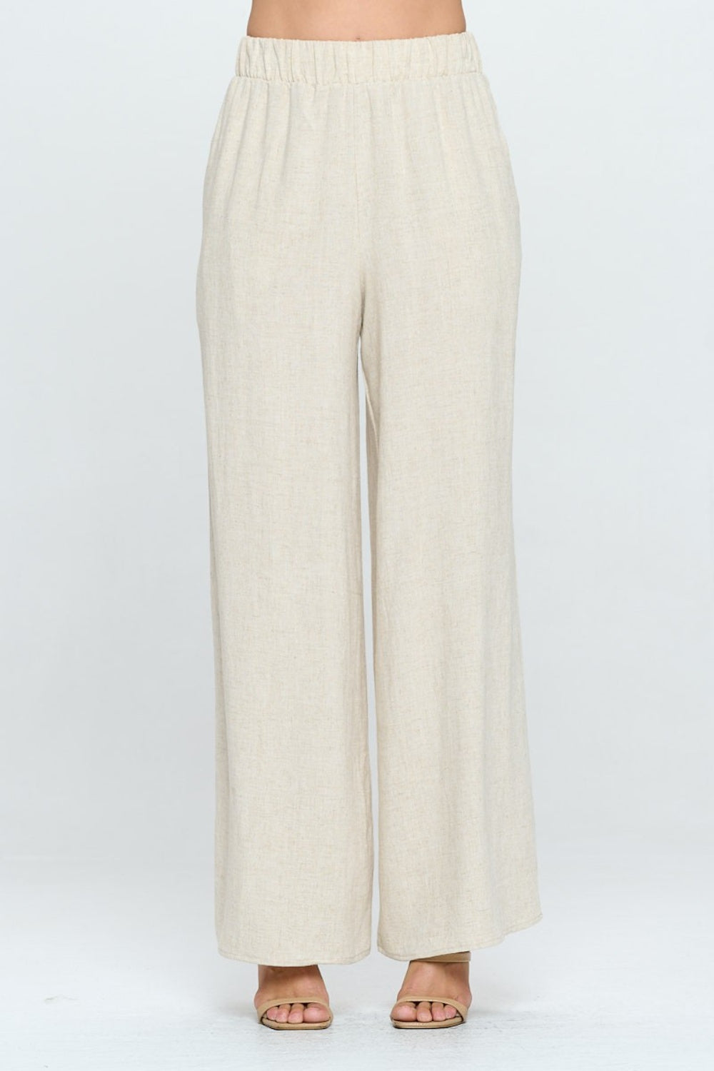 RENEE C Linen Wide Leg Pants with Pockets Bottom wear