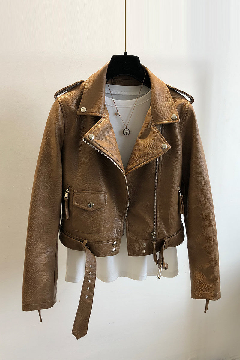 Women's Short Leather Jacket Spring And Autumn apparels & accessories