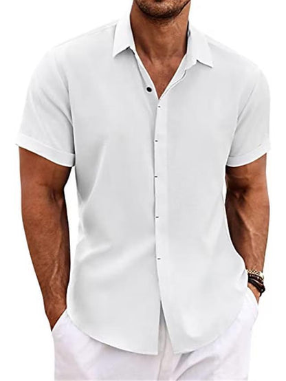Men's Solid Color Loose Linen Short-sleeved T-shirt apparel & accessories
