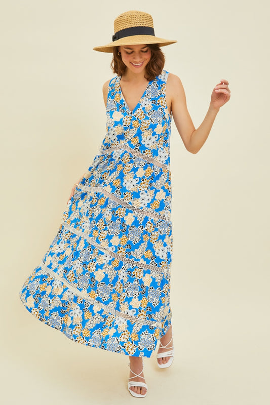 HEYSON Printed Crochet Trim Maxi Dress Dresses & Tops