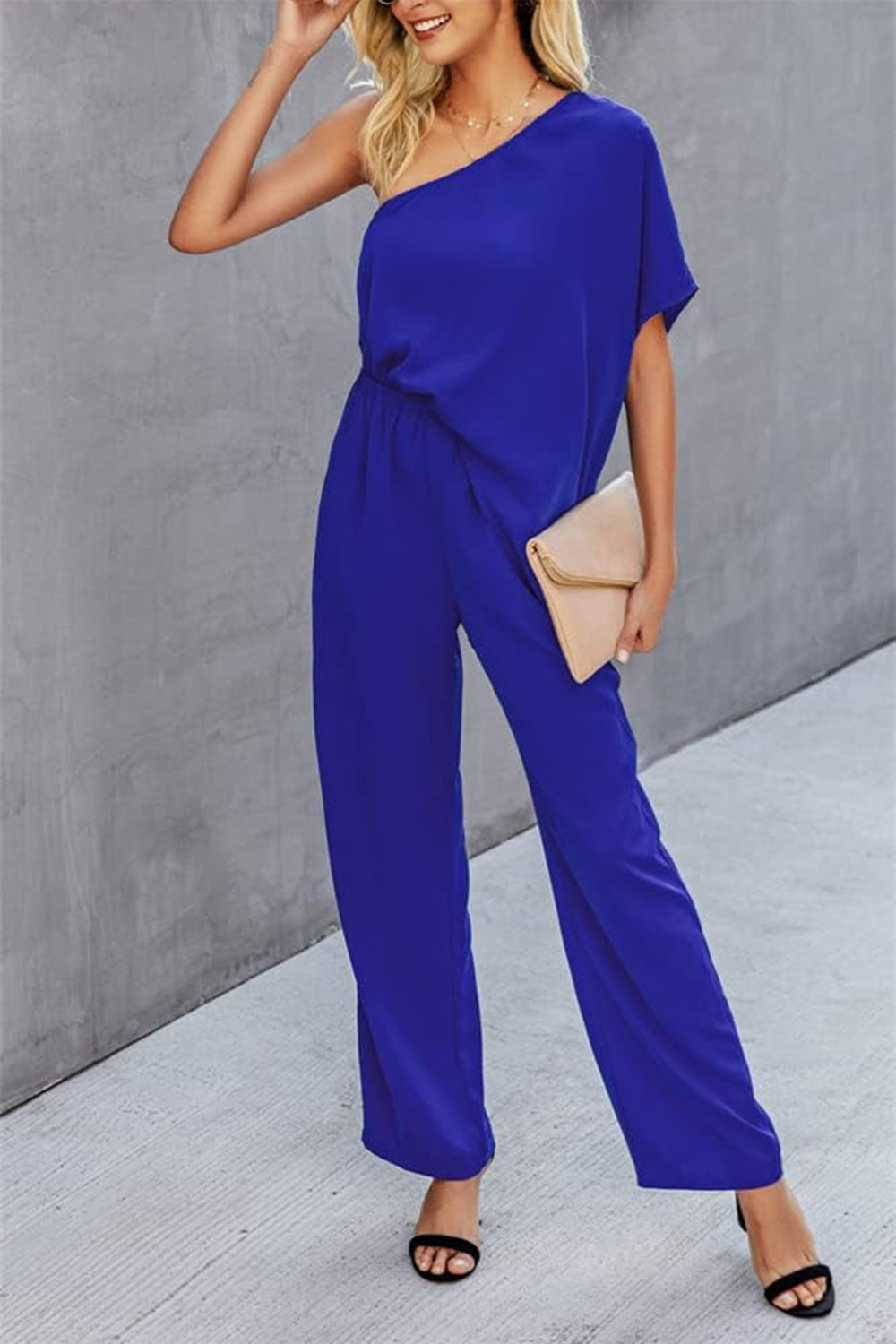 Single Shoulder Short Sleeve Jumpsuit apparel & accessories