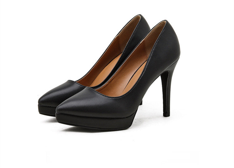 Black High Heels Stiletto Pointed Toe Platform Shoes & Bags