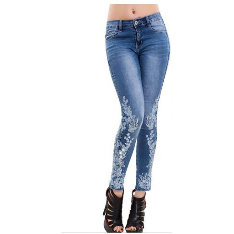 High-waisted embroidered jeans apparel & accessories