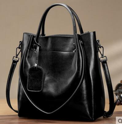 Women's Fashion Simple Portable Oil Wax Cattle Leather Bag apparel & accessories